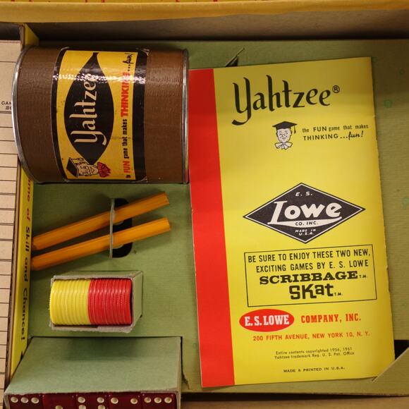 E.S. Lowe Company Vintage 1961 Yahtzee Family Game Complete - Picture 6 of 8
